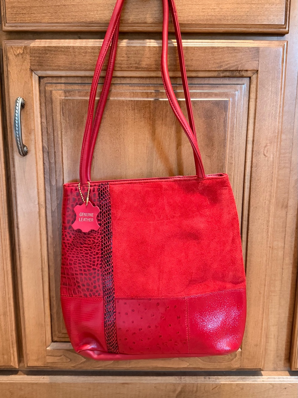 Giani Bernini Red Patchwork Leather Shoulder Bag